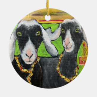 Girlfriend Goat Love ceramic ornament