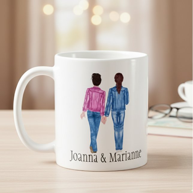 Girlfriend Mug Monogram Brunette Names Watercolor (Creator Uploaded)