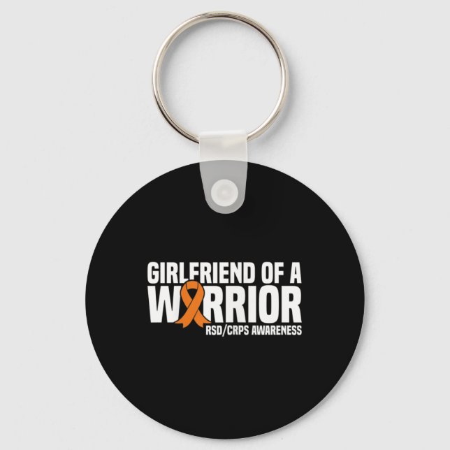 Girlfriend Of A Warrior Orange Ribbon Rsdcrps Awar Key Ring (Front)