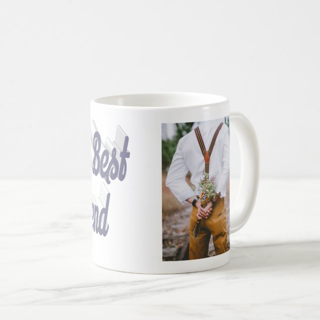 Girlfriend photo grey script coffee mug (Front Right)