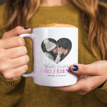 Girlfriend Photo Heart Gift Coffee Mug<br><div class="desc">Personalised girlfriend photo mug featuring 2 cute pictures either side in the shape of a heart,  the saying "worlds greatest girlfriend",  and your names.</div>