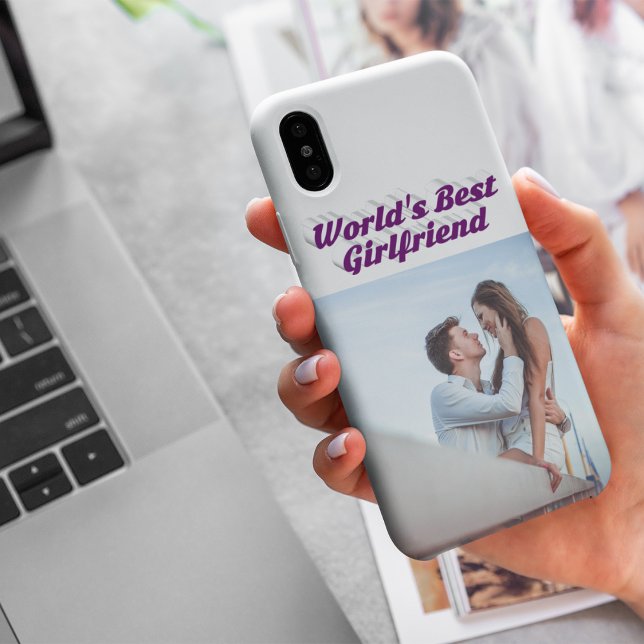 Girlfriend Photo purple typography iPhone 15 Case (Creator Uploaded)