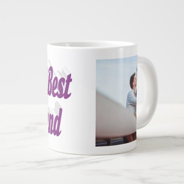 Girlfriend Photo purple typography Large Coffee Mug (Front Right)