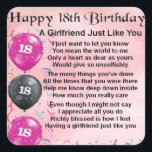 Girlfriend Poem - 18th Birthday Square Sticker<br><div class="desc">A great gift for a girlfriend on her 18th Birthday</div>