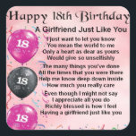Girlfriend Poem - 18th Birthday Square Sticker<br><div class="desc">A great gift for a girlfriend on her 18th Birthday</div>
