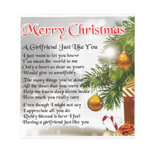 Girlfriend Poem - Christmas Design Notepad