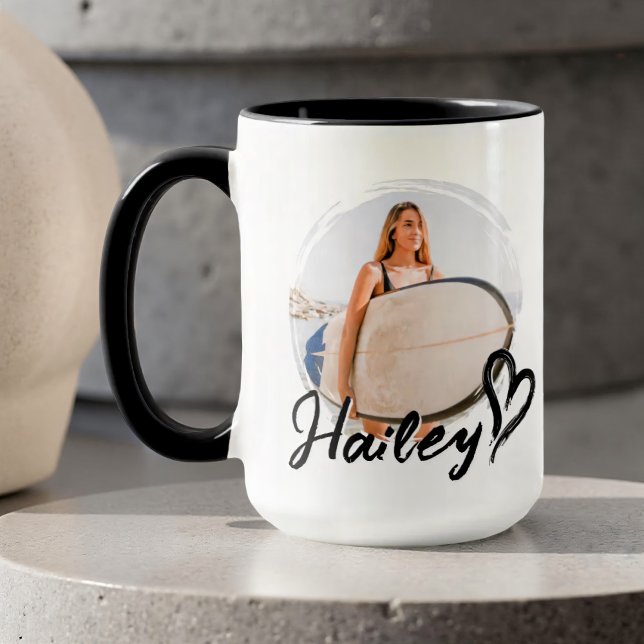Girlfriend Simple Modern Grunge Heart Cool Photo Mug (Creator Uploaded)