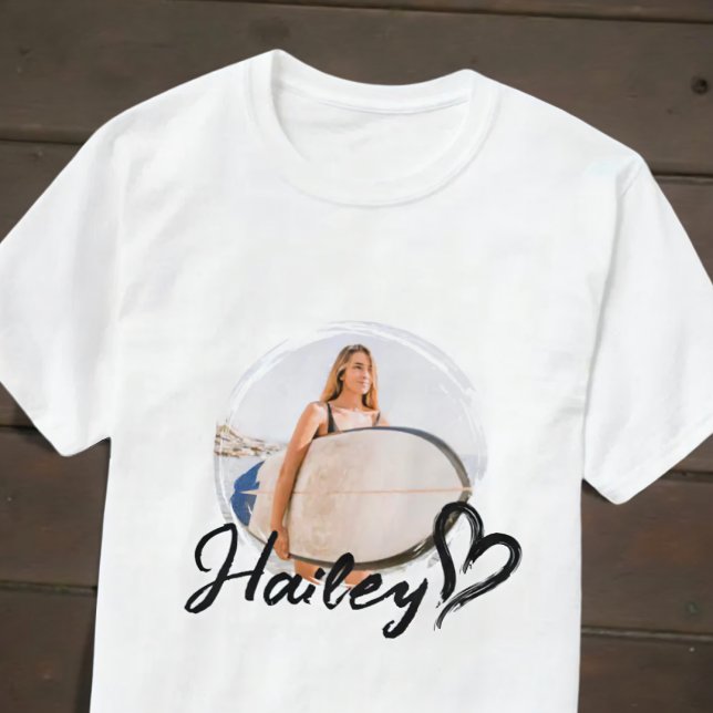 Girlfriend Simple Modern Grunge Heart Cool Photo T-Shirt (Creator Uploaded)