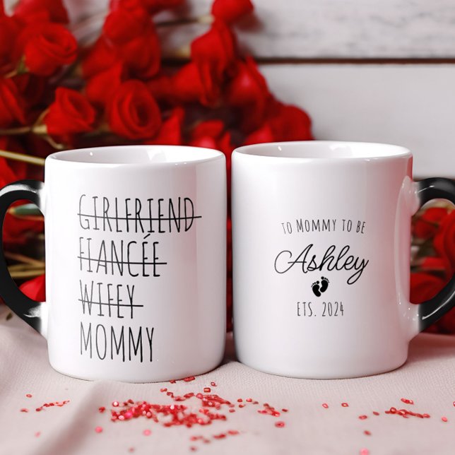Girlfriend to Mummy Pregnancy Reveal Personalised Magic Mug (Girlfriend to Mommy Pregnancy Reveal Personalized Magic Mug)
