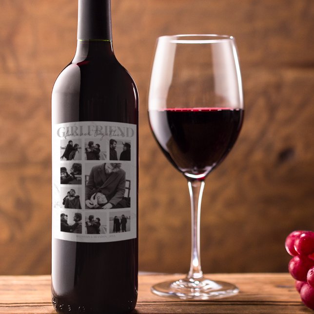 Girlfriend Together Forever Photo Collage Wine Label (Creator Uploaded)