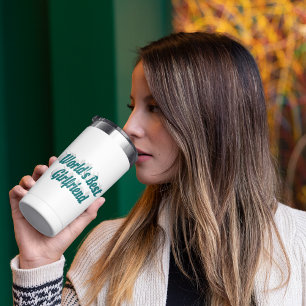 Girlfriend with green half typography insulated tumbler