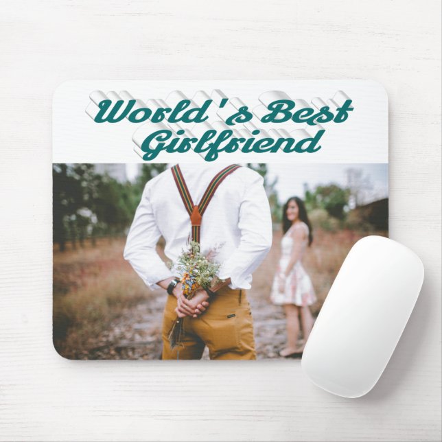 Girlfriend with green script photo mouse pad (With Mouse)