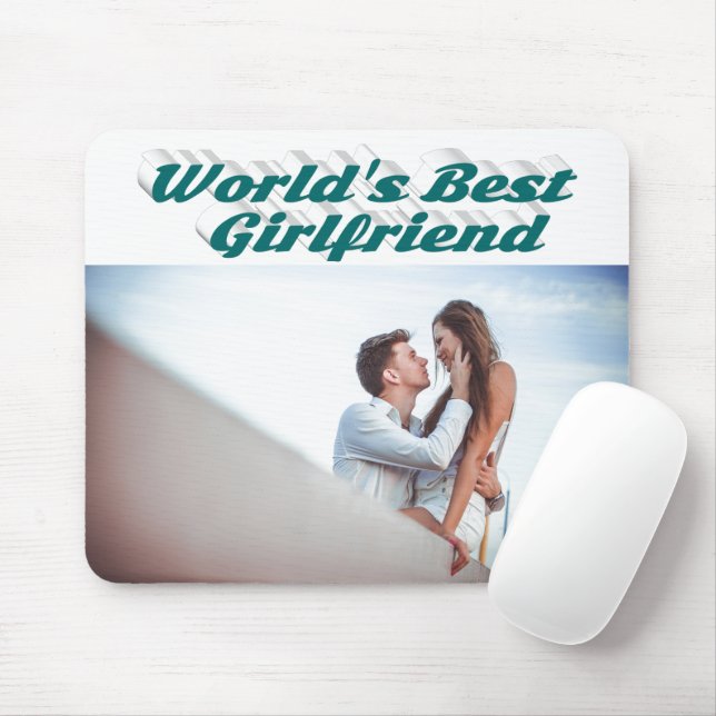 Girlfriend with green typography photo mouse pad (With Mouse)