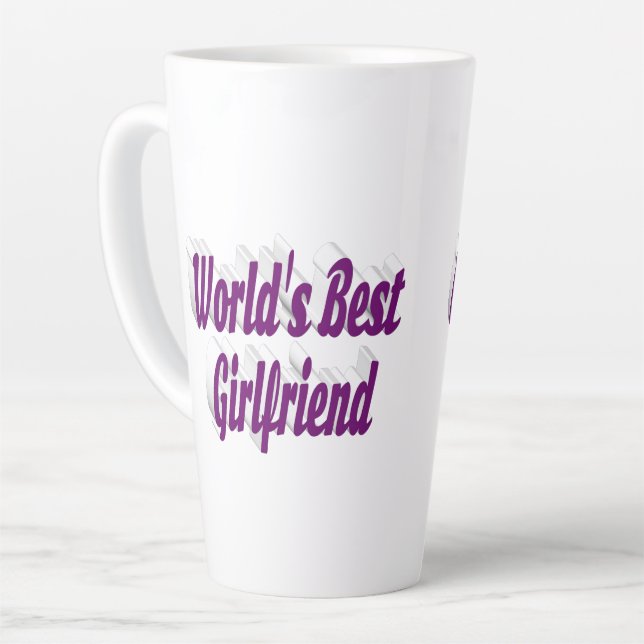 Girlfriend with purple typography latte mug (Left Angle)