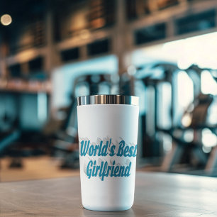 Girlfriend with sky blue half typography insulated tumbler