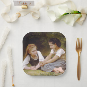 Girlfriends Collect Nuts, Les Noisettes Bouguereau Paper Plate