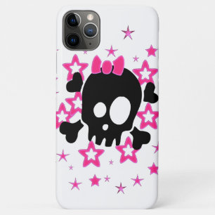 Girlie Black Skull Cartoon White Case-Mate iPhone Case