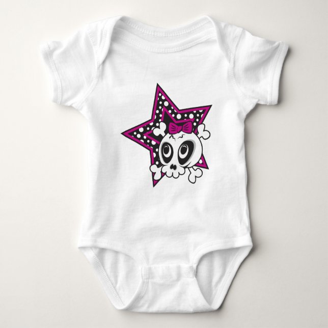 Girlie Emo Skull Baby Bodysuit (Front)