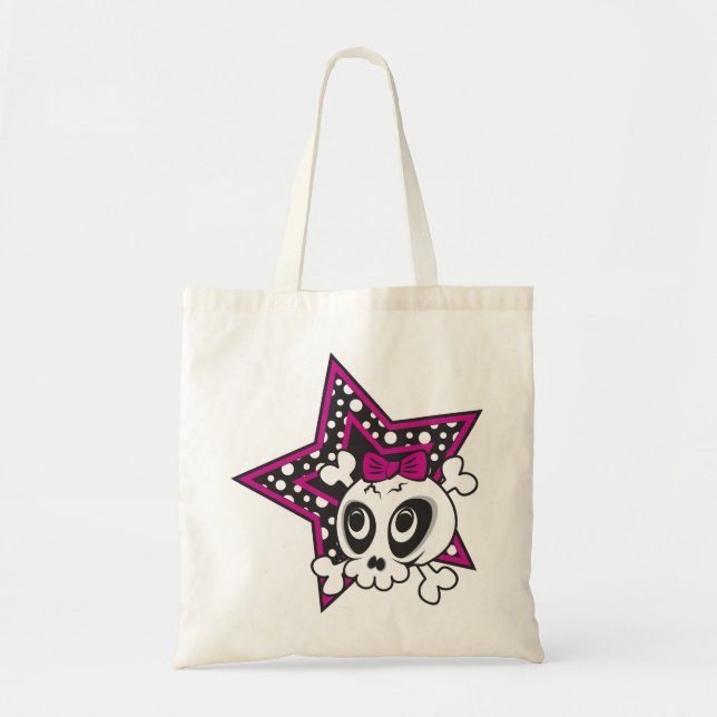 Girlie Emo Skull Tote Bag (Front)