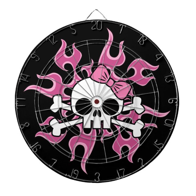 Girlie Flaming Skull Dartboard (Front)