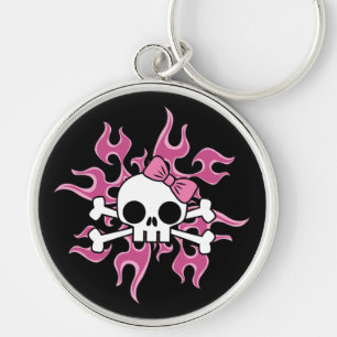 Girlie Flaming Skull Key Ring