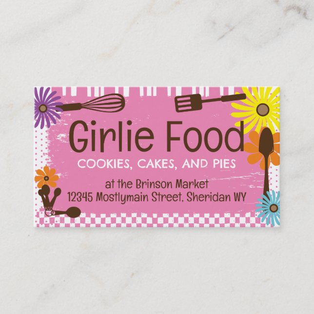 girlie flowers cooking baking culinary business... business card (Front)