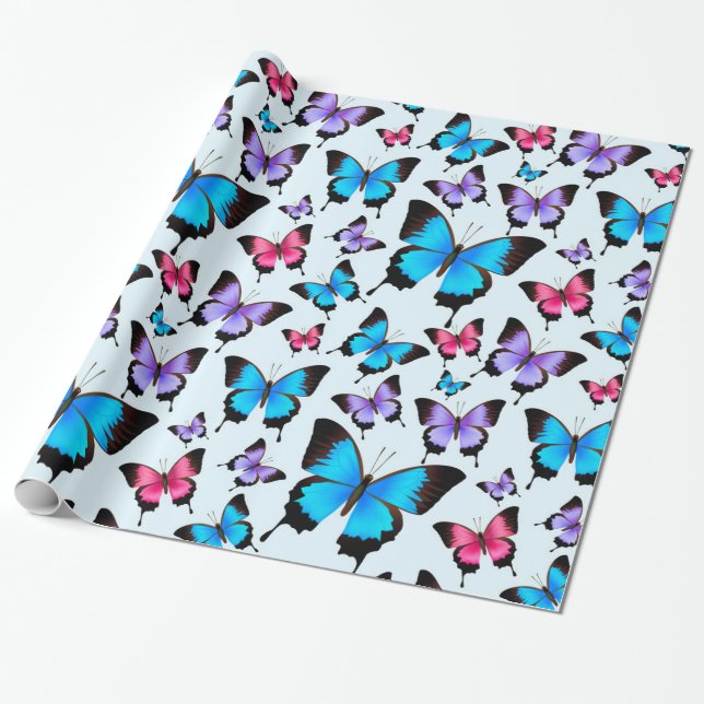 Girlie Girly Butterfly Butterflies Elegant Fun Wrapping Paper (Unrolled)