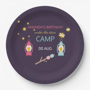 Girlie Glamping Party personalised Paper Plate