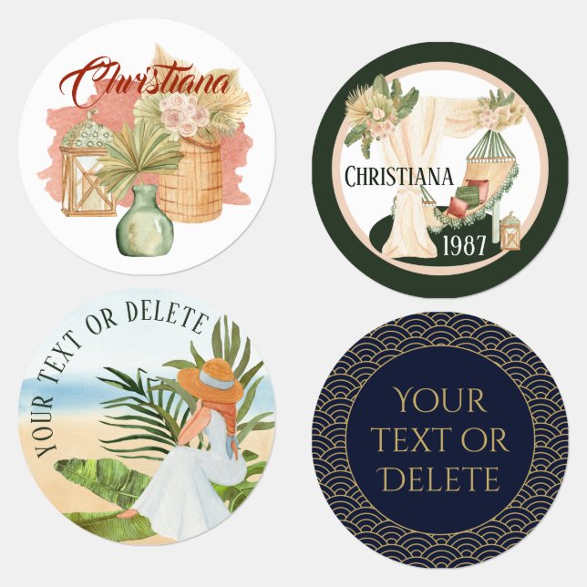 Girlie pastel Boho and Masculine blue custom text  (Group)