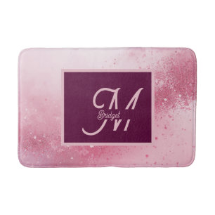 Girlie Pink Feminine abstract marble Sparkle Dust Bath Mat