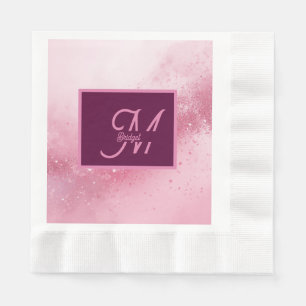 Girlie Pink Feminine abstract marble Sparkle Dust Napkin