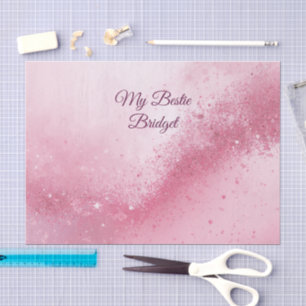 Girlie Pink Feminine abstract marble Sparkle Dust Tissue Paper