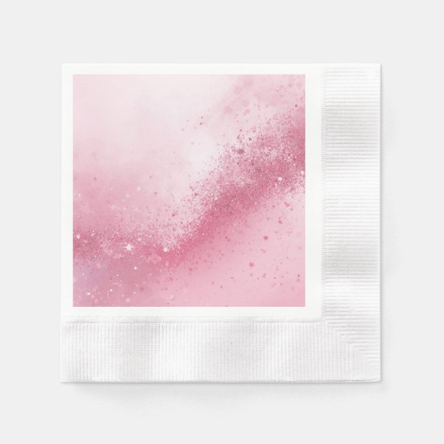 Girlie Pink Feminine abstract Sparkle Dust  Napkin (Front)