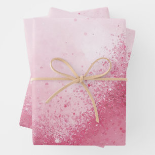 Girlie Pink Feminine abstract Sparkle Dust Wrapping Paper Sheet