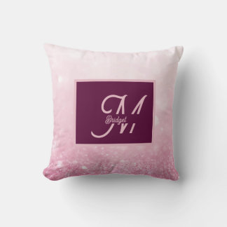 Girlie Pink Feminine Glitter Abstract gradient  Cushion