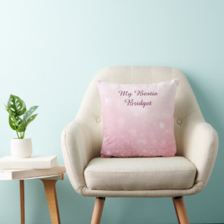 Girlie Pink Feminine Glitter Abstract gradient  Cushion
