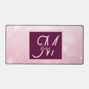 Girlie Pink Feminine Glitter Abstract gradient Desk Mat