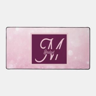 Girlie Pink Feminine Glitter Abstract gradient  Desk Mat