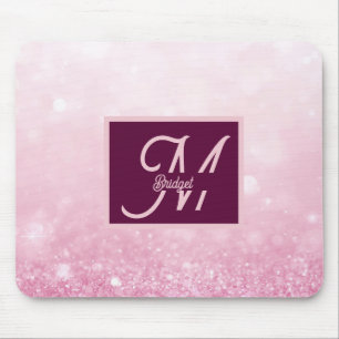 Girlie Pink Feminine Glitter Abstract gradient Mouse Pad