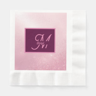Girlie Pink Feminine Soft Sparkle Ombre monogram Napkin