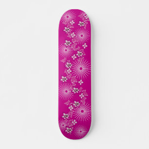 Girlie Pink Flowers Skateboard