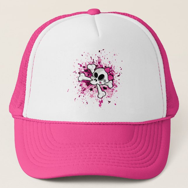 Girlie Skull Trucker Hat (Front)