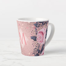 Girliest Ever ROSEGOLD Blue Pink Floral MONOGRAM