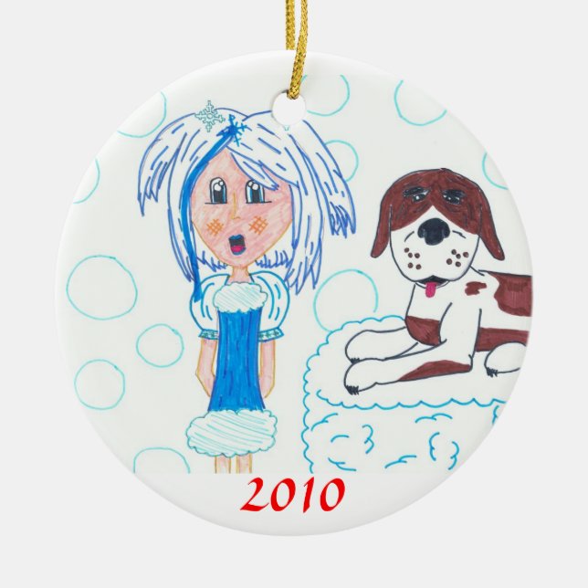 GirlInBlue-StBernard, 2010 Ceramic Tree Decoration (Front)
