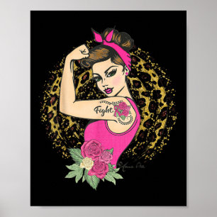 Girlpower Pink Ribbon Fight Breast Cancer October Poster