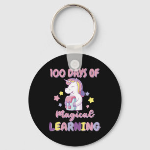 Girls 100 Days Of School Outfit Unicorn Backpack  Key Ring