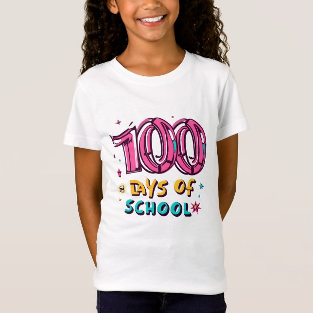 Girls 100 Days Of School  T-Shirt (Front)