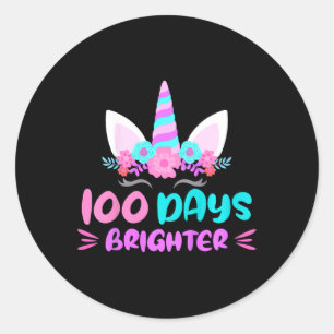 Girls 100th Day Of School Days Of School Brighter  Classic Round Sticker