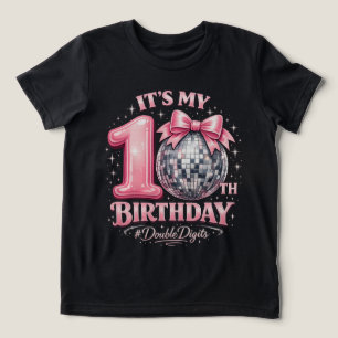 Girls 10th Birthday Disco Ball Pink Double Digits  Tri-Blend Shirt