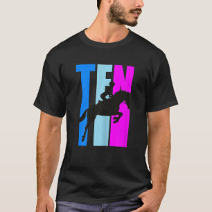 Girls 10th Horse Riding Birthday Pink Retro Horse T-Shirt